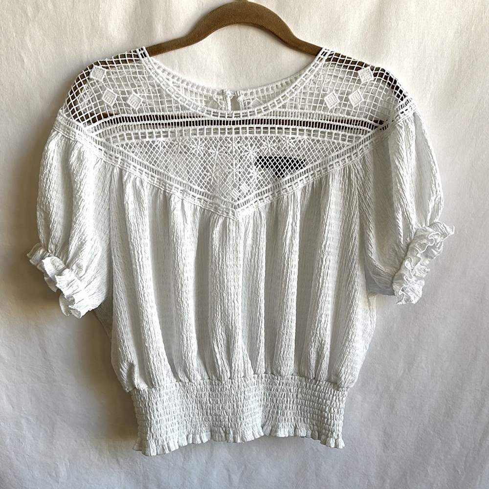 Ava Rose white lace crop top, size L